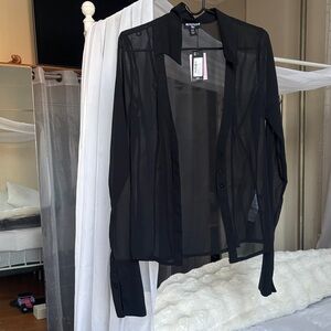 PrettyLittleThing Black Sheer Top